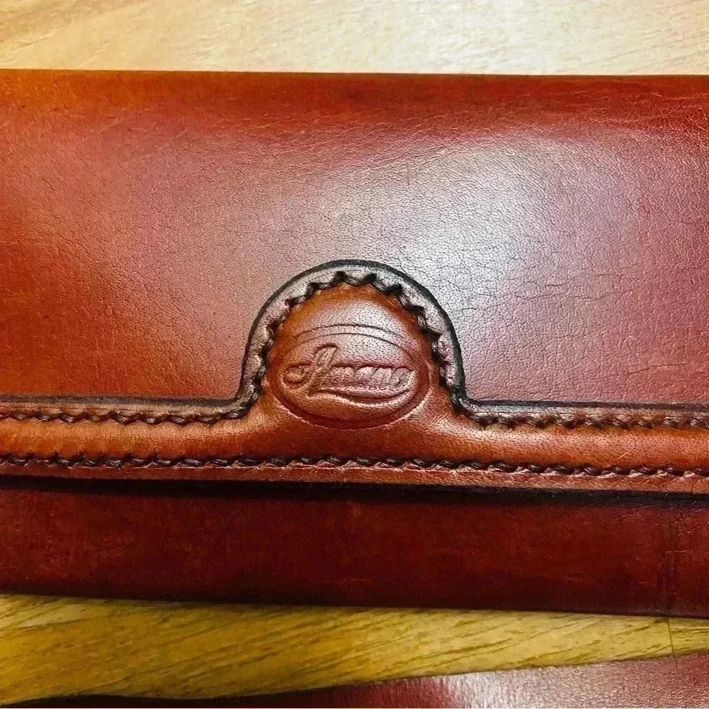 Deadstock AMANO women leather purse detachable strap‎ brown card slot coin purse - Picture 2 of 9
